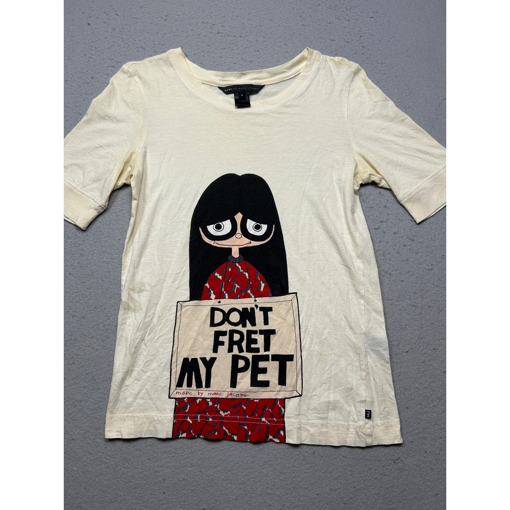Marc by Marc Jacobs T-Shirt Pima Cotton Ivory Graphic Small Womens